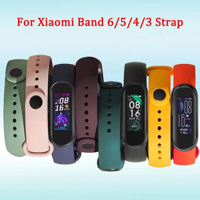 Dây Đeo Thay Thế Chất Liệu TPU Màu Trơn Cho Xiaomi Mi Band 6 5 4 3 Mi Band6 Band5 band3