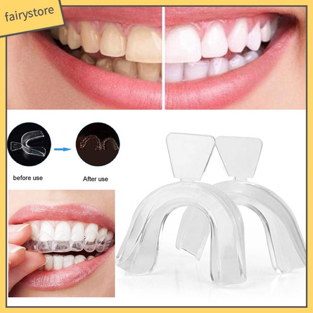 FS_2Pcs Food Grade Silicone Thermoform Teeth Whitening Tray Dental Care Mouth Guard