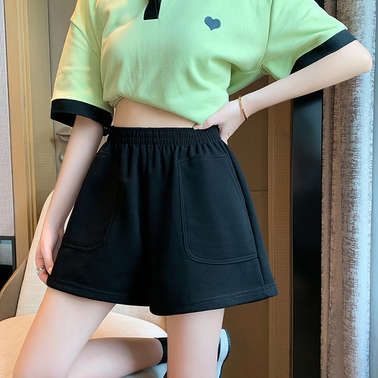 Quần short SUXI lưng cao ống rộng thời trang thể thao đơn giản cho nữ