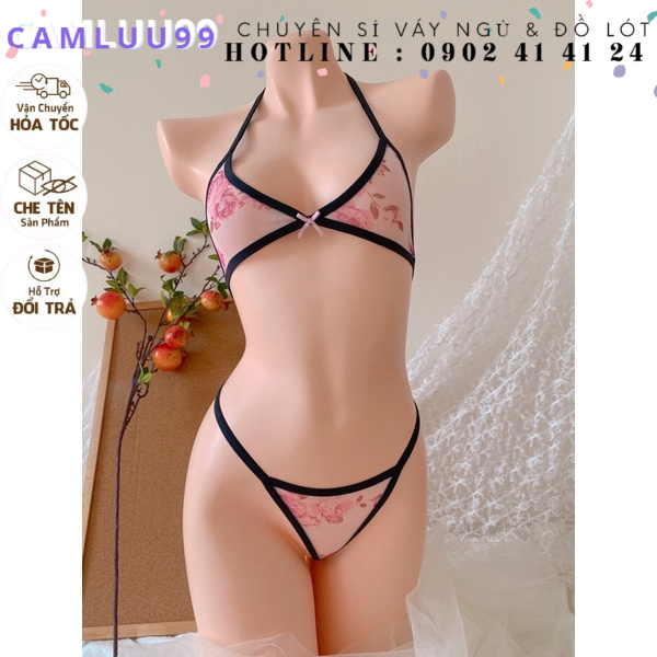 Bộ lót lọt khe - Set cosplay ren xuyên thấu gợi cảm
