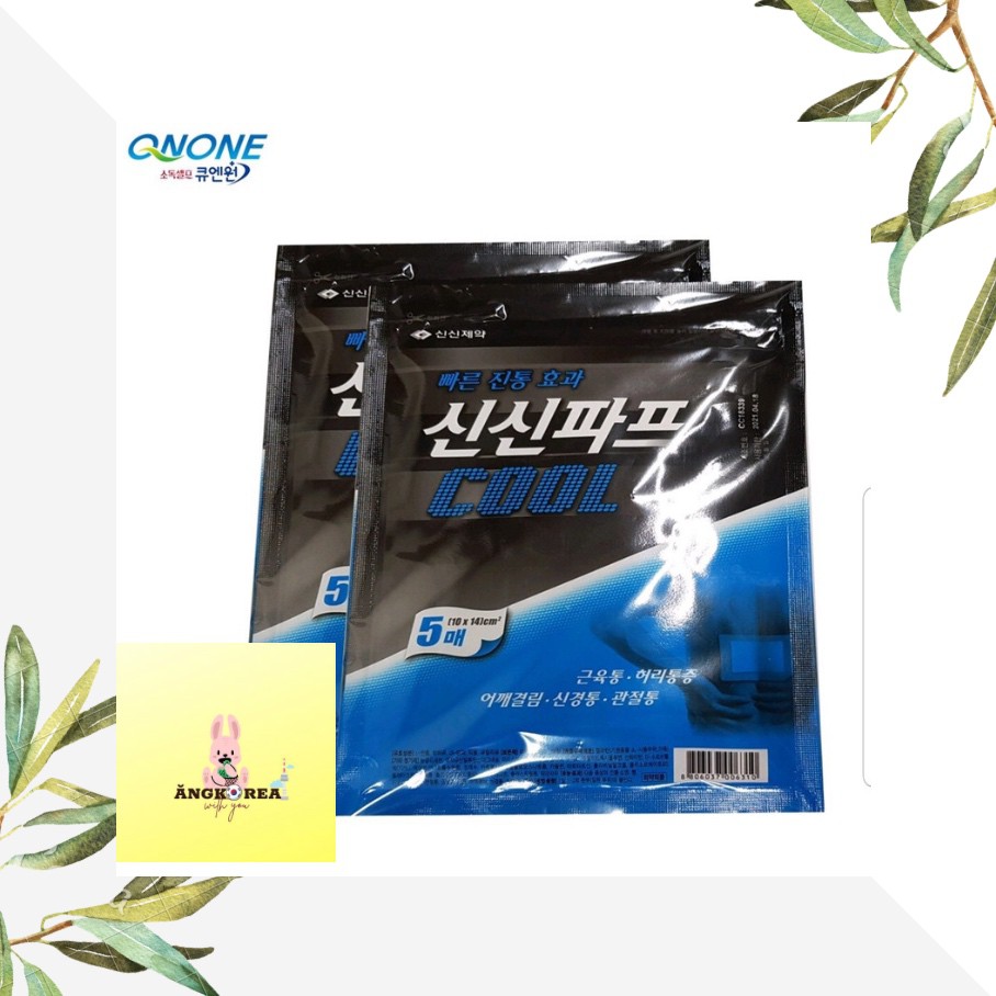 Cao Dán Hàn Quốc SinsinPas Cool Loại Miếng Dán Lạnh Không Mùi Thoải Mái Sử Dụng Cả Ngày 1 Gói Gồm 5 Miếng Nhỏ