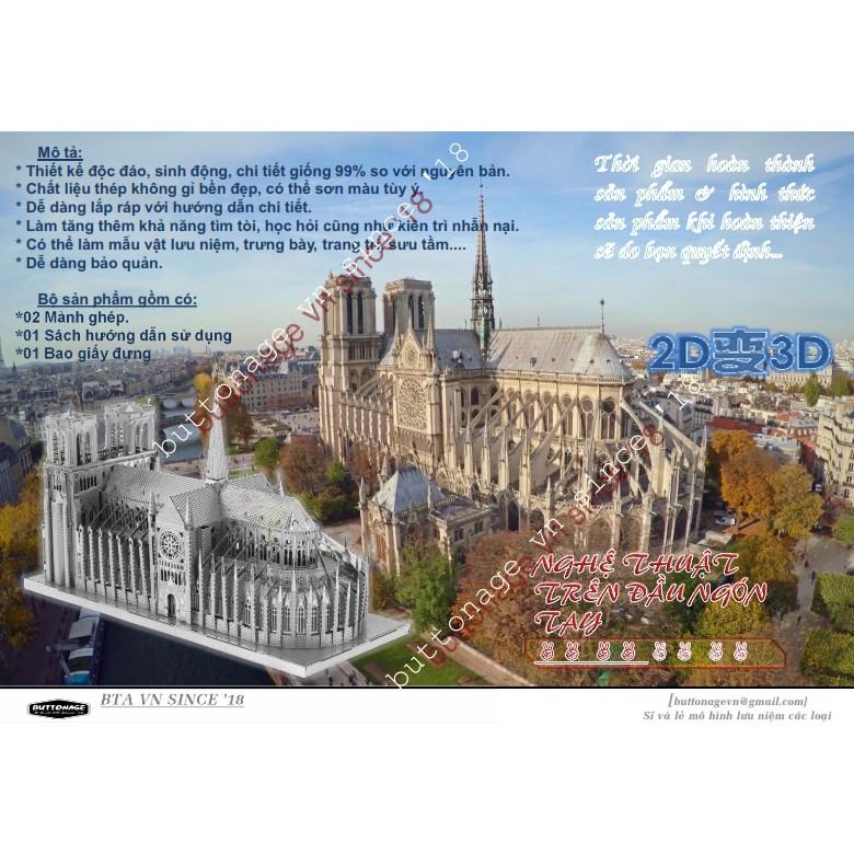 Mô Hình Lắp Ráp 3d Nhà Thờ Đức Bà Paris