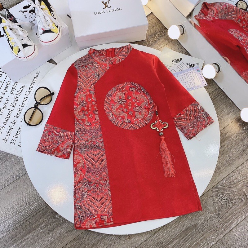 áo dài gấm bé trai tết