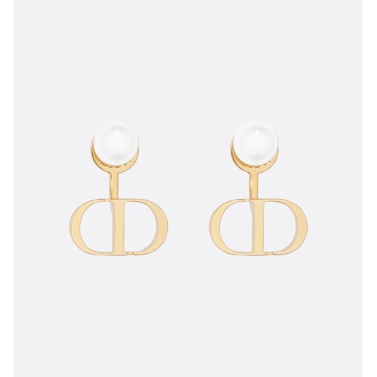 Bông tai thiết kế chữ đính ngọc trai đơn giản quý phái phong cách retro