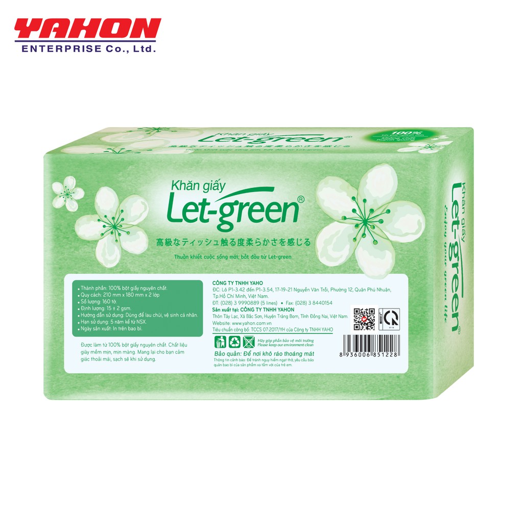 Bộ 5 Khăn giấy hộp Let-green 160 tờ không mùi