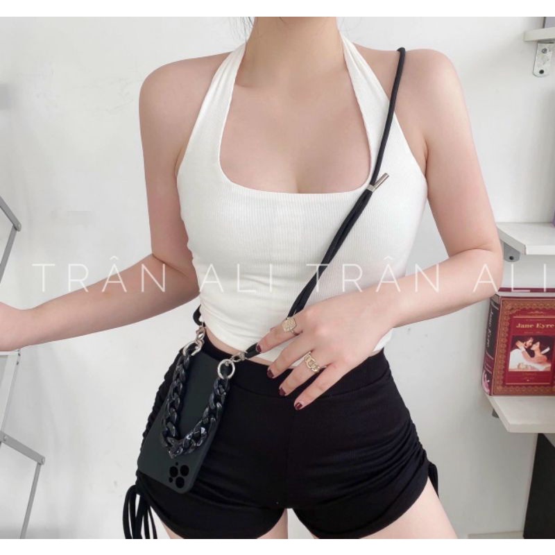 Sét áo yếm croptop kiểu + quần đùi rút PC