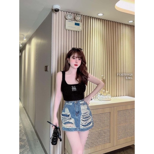 Về sll 🌺 Quần jean giả váy ngắn mài rách HÀNG Vnxk