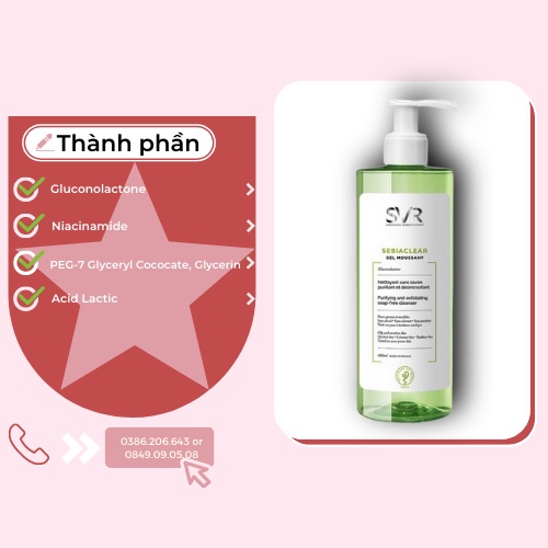 Sữa Rửa Mặt SVR SebiaClear Gel Moussant, Sữa Rửa Mặt Cho Da Dầu, Nhạy Cảm, SRM SVR 55ml, 200ml, 400ml SRM491 | BigBuy360 - bigbuy360.vn