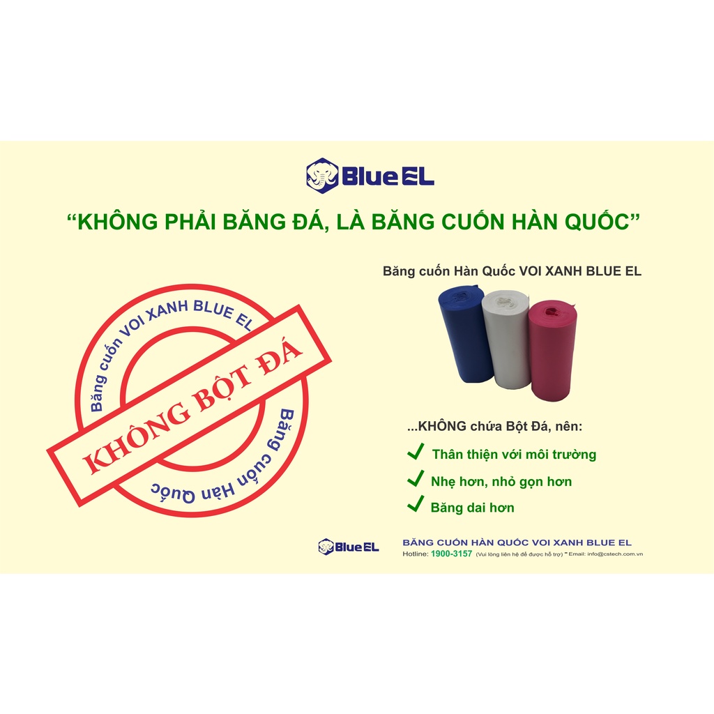 (Tặng túi +1 cuộn ) Combo 3 cuộn băng cuốn VOI XANH BLUE EL - Si quấn bảo ôn điều hòa Hàn Quốc dai, mịn, chất liệu tốt