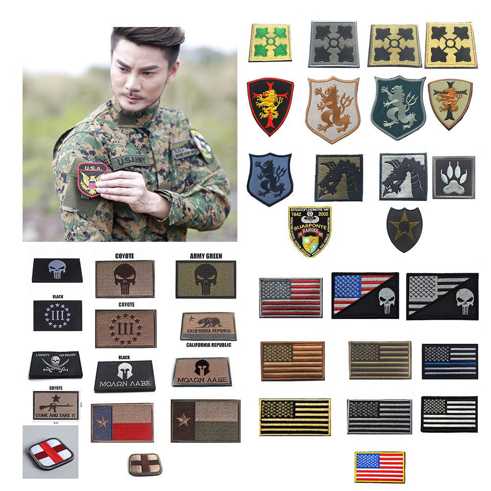 Huy hiệu thêu vá quân đội chiến thuật trang trí băng tay