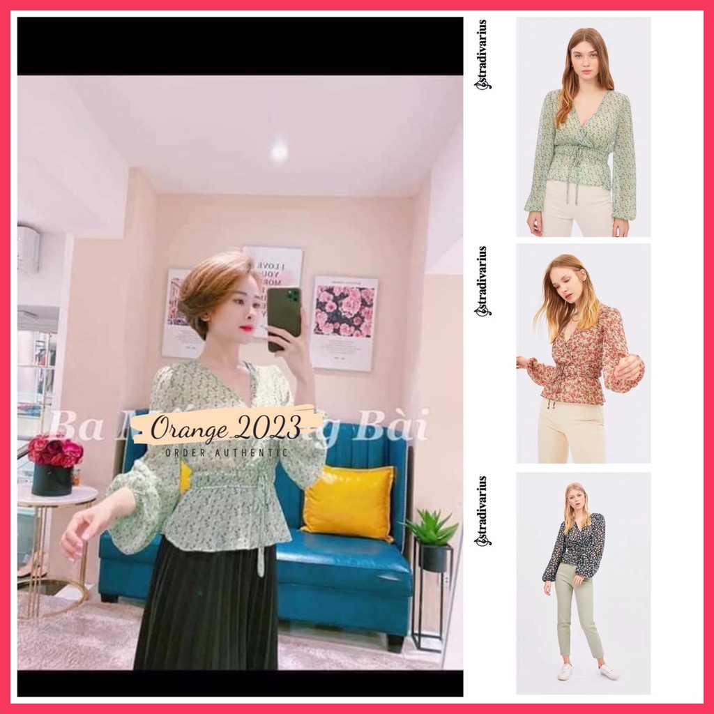 Stra - Áo hoa voan mỏng Stradivarius