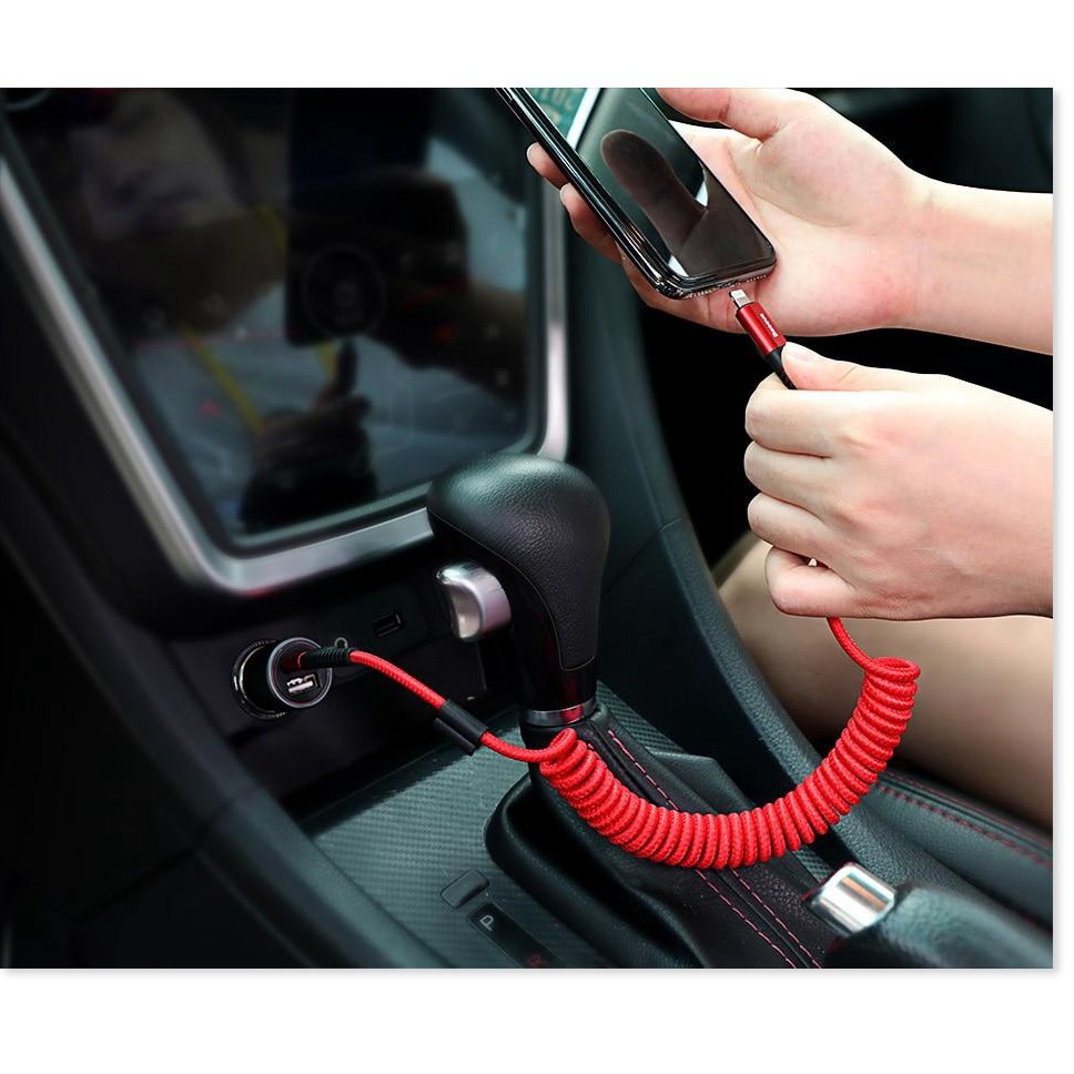 Cáp Sạc Dây Xoắn Đàn Hồi Baseus Fish Eye Spring Data Dùng Cho Điện Thoại Nhà Táo