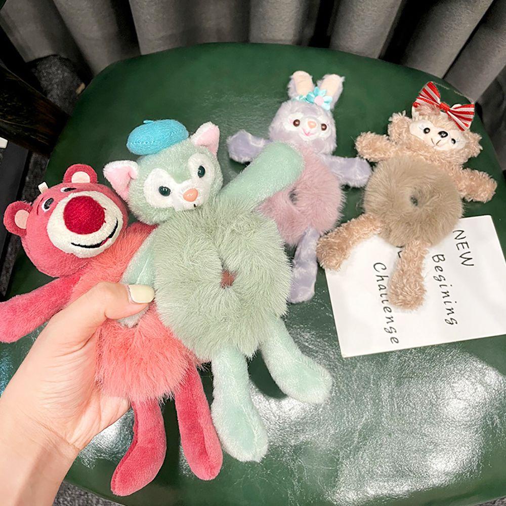 MOCHO Dây Cột Tóc Lông Nhung Hình Thỏ Gấu Hoạt Hình Cho Nữ