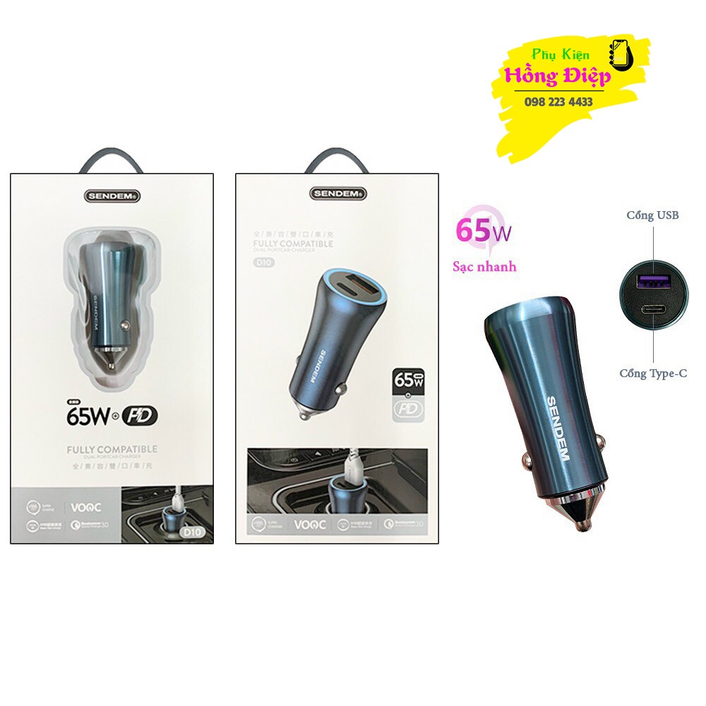 Tẩu Sạc Nhanh 65W Sendem D10