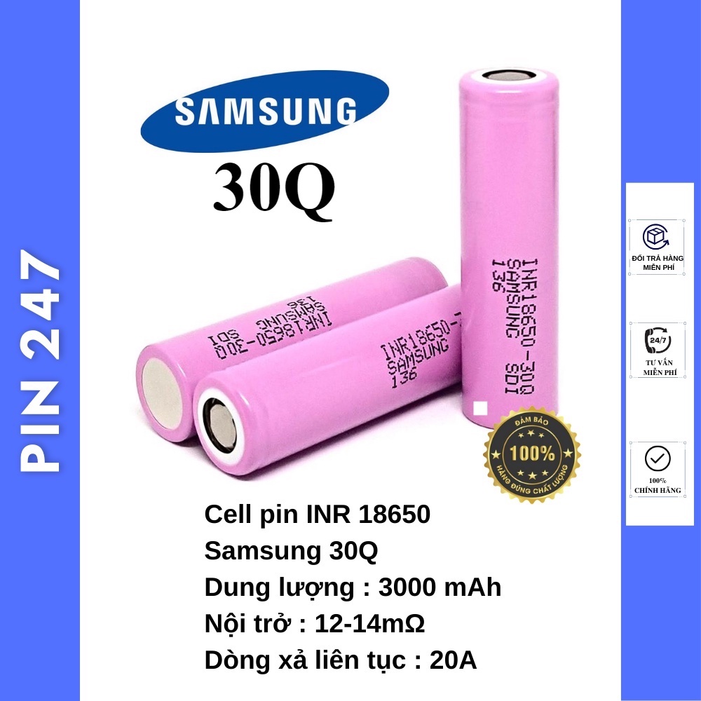 Pin 18650 dung lượng cao Samsung30Q dùng cho pin máy khoan bắn vít