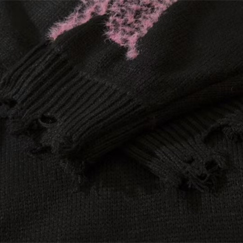 ✦ AFFLIGA ✦Áo Sweater Dệt Kim Thêu Chữ Và Bướm Phong Cách Đường Phố Hàn Quốc Thời Trang Cho Nam