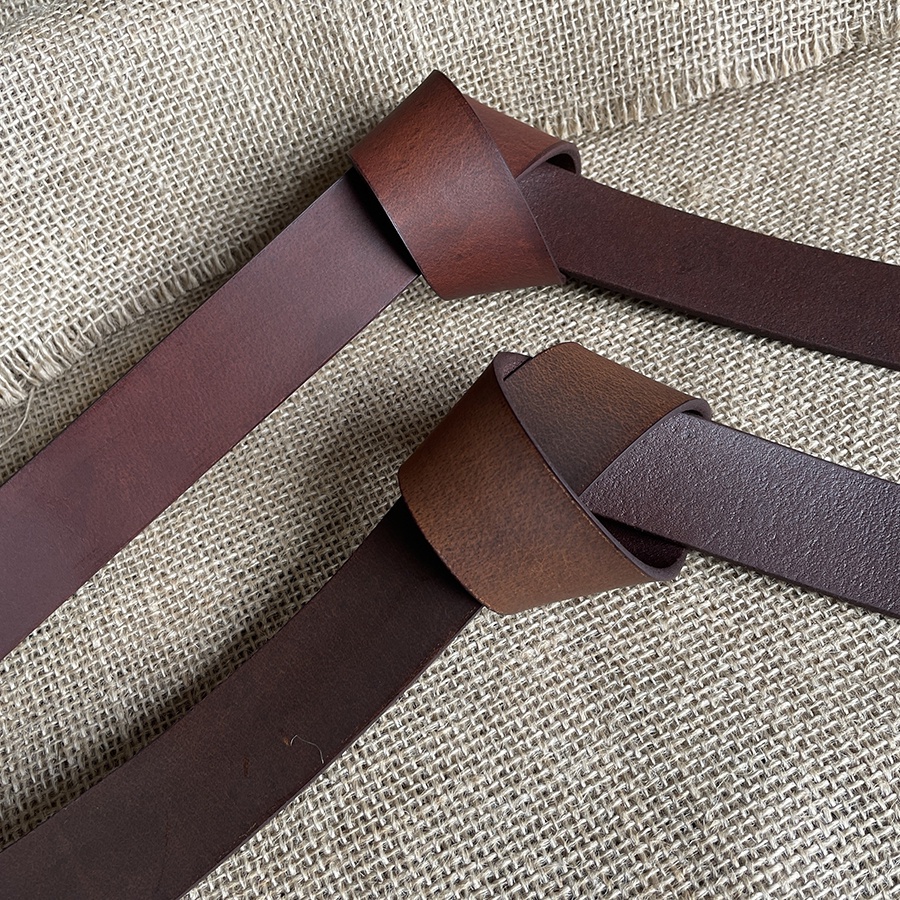 Dây Nịt Da Bò Thắt Lưng Nam Da Bò Sáp Ngựa Điên Không Mặt Khóa D259 Bản Rộng 3.4cm và 3.7cm