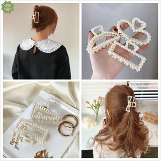 Qipin Kẹp Tóc Đính Ngọc Trai Hình Vuông / Hình Học / Hình Học Đính Hạt Ngọc Trai Cho Nữ