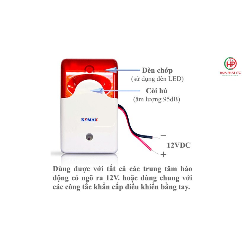 Còi hú kèm đèn chớp 12V Komax KM-A09
