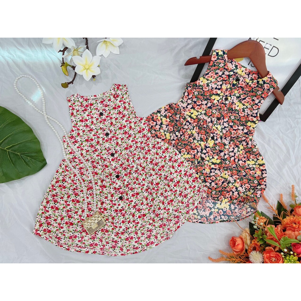 Váy Bé Gái  Hoa Nhí Chất Lanh Lụa Cao Cấp Mềm Mịn Size từ 7-15kg