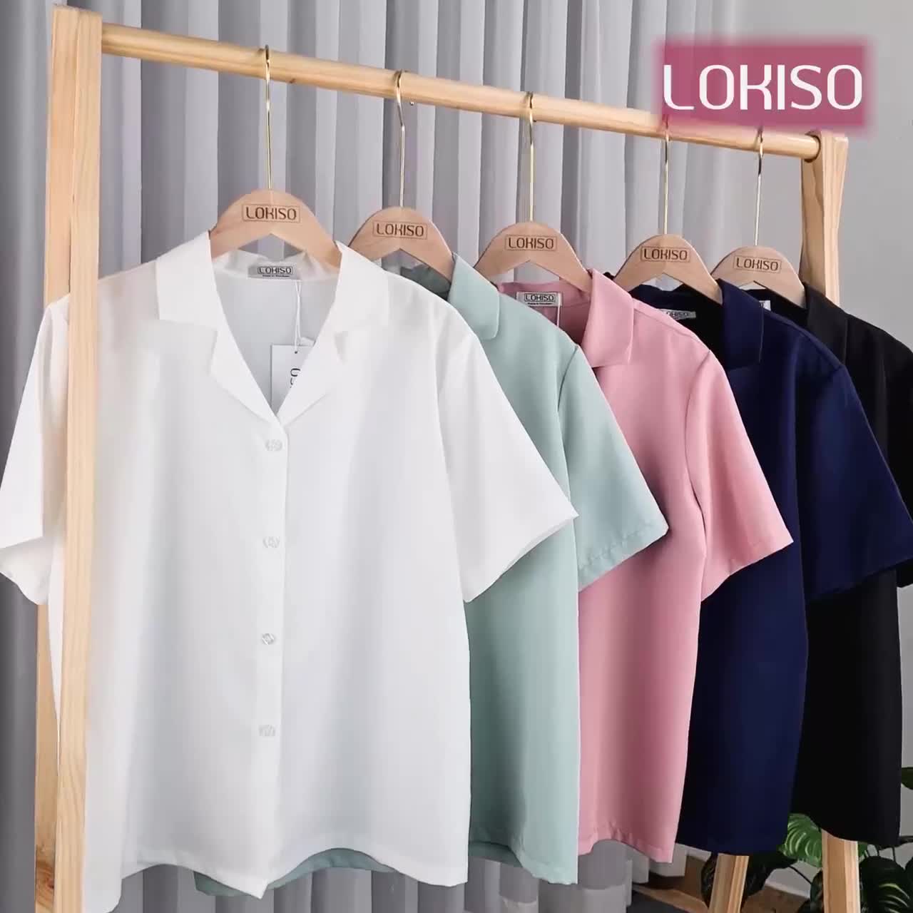 Áo sơ mi nữ form rộng công sở kiểu tay ngắn lỡ cổ vest Hàn Quốc khoác ngoài đẹp LOKISO SM03 | BigBuy360 - bigbuy360.vn