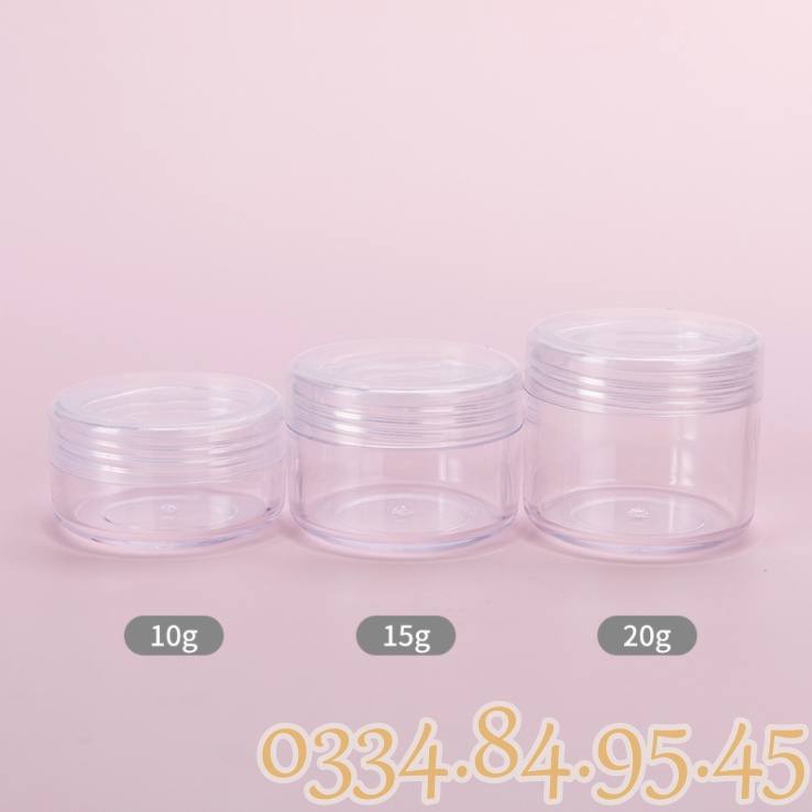 100 Hũ nhựa tròn XỊN 10g 15g 20g chiết mỹ phẩm - Hủ nhựa du lịch 10ml 15ml 20ml.