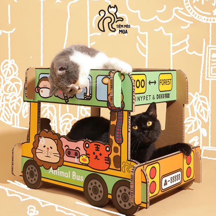 Xe bus 2 tầng (Animal Bus)  - Bàn cào móng cho mèo - Tiệm Mèo Moa