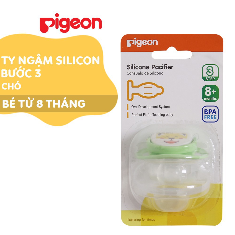 Ti ngậm/ Ti giả Pigeon silicone mềm cho bé bước 3 ( 8 tháng +)