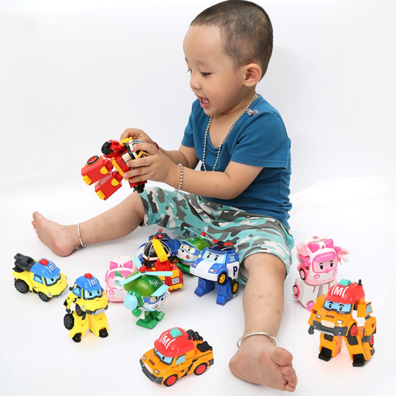 Poli car robot đồ chơi lắp ráp thú cưng biến đổi thành phương tiện giao thông