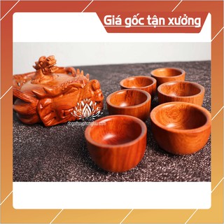 bộ ấm chén rồng gỗ hương cao cấp