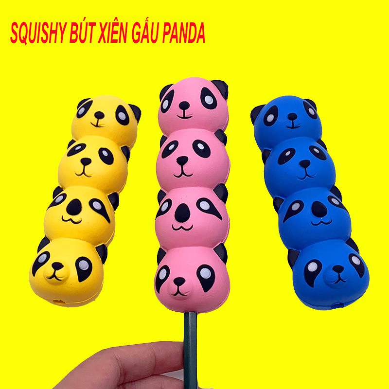 Squishy Bút Panda xiên que Gấu Trúc  mực họa tiết xốp phồng chậm Squishy họa tiết dễ thương