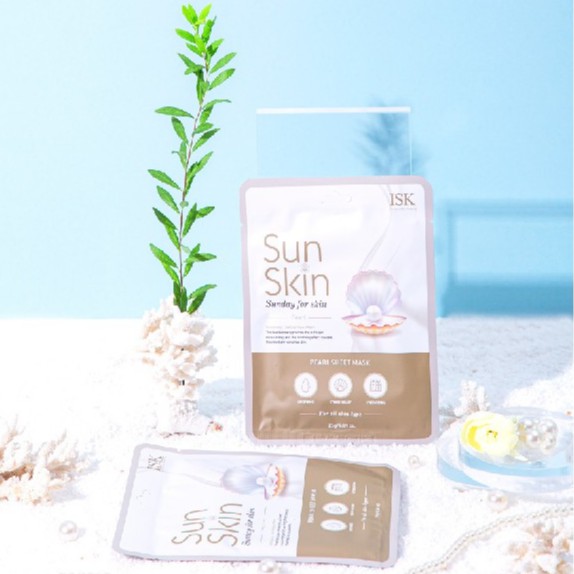 Combo 10 Mặt Nạ Giấy ISK Sunskin Pearl Sheet Mask Cung Cấp Collagen, Tăng Độ Đàn Hồi Cho Da