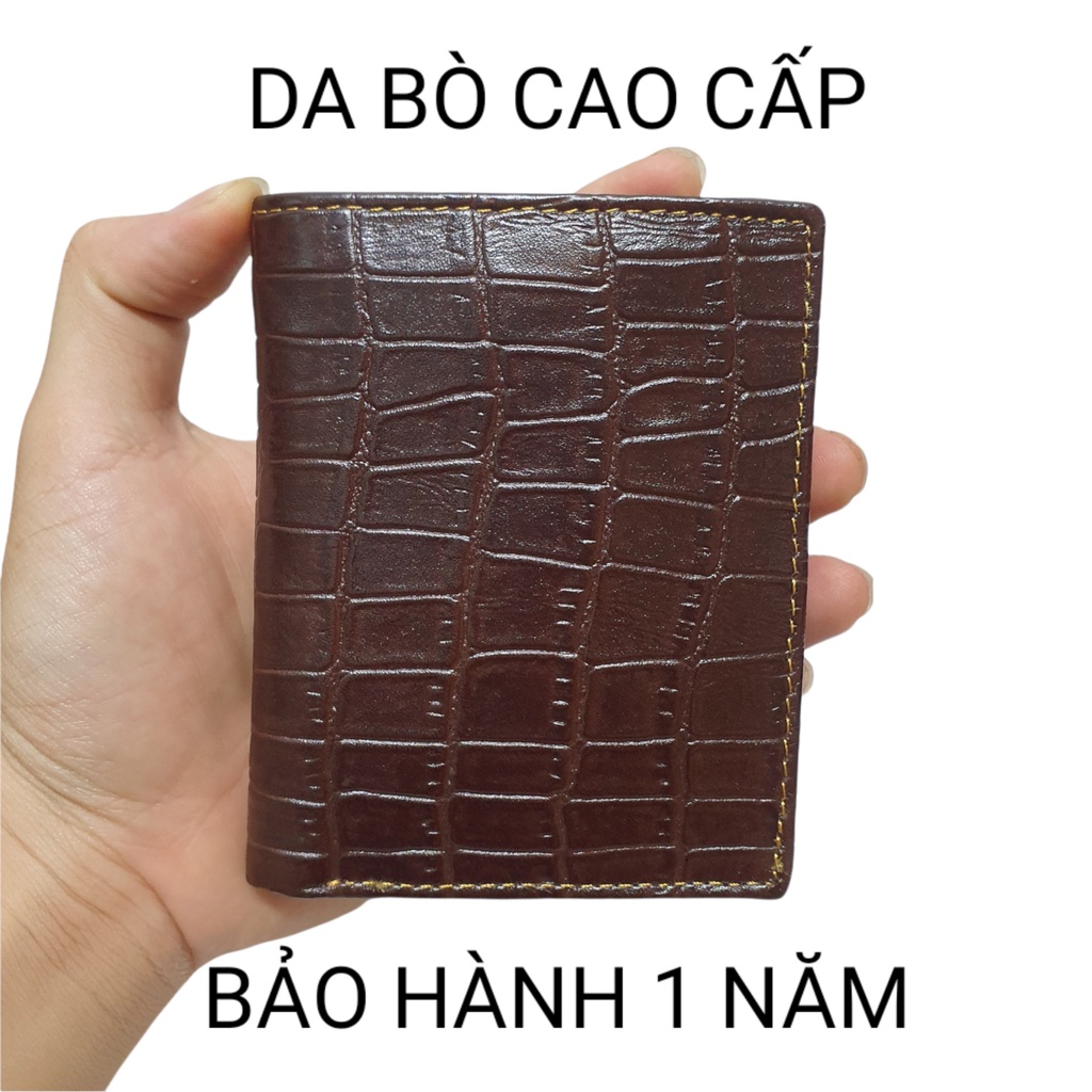 Ví nam da bò thật cao cấp, bóp da nam da bò dập vân, bóp đựng tiền nhiều ngăn tiện lợi, BH 1 NĂM