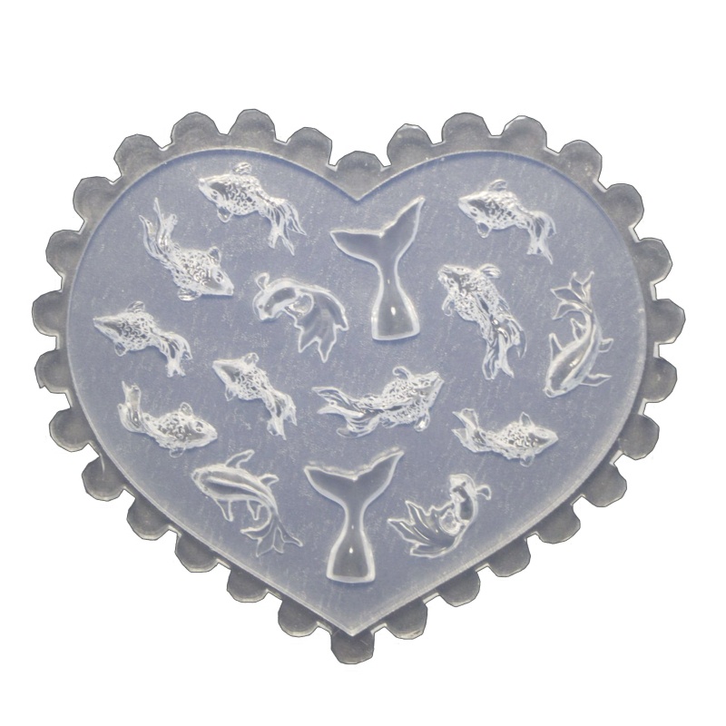 Khuôn Silicone Hình Trái Tim / Cá / Hoa Hồng 3D Làm Móng Nghệ Thuật Ar