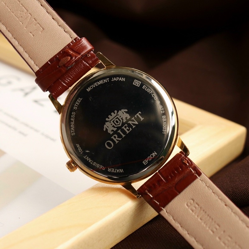 Đồng Hồ Cặp Đôi Nam Nữ orient Kính Sapphire Dây Da , Size 30/40mm