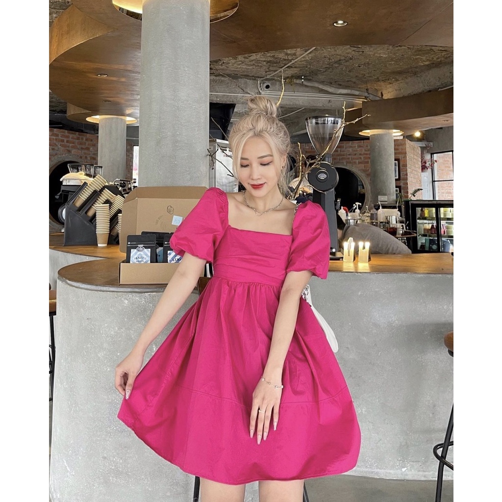 Váy babydoll A29 có dây thắt nơ sau lưng, đầm babydoll dáng xoè nhiều màu, tiểu thư, bánh bèo.