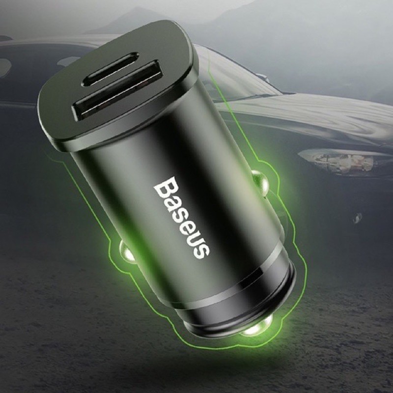 Bộ tẩu sạc nhanh đa năng dùng cho xe hơi Baseus Square Metal Type C + USB PPS Car (30W, PD/QC4.0/SCP/AFC, Quick Charger)