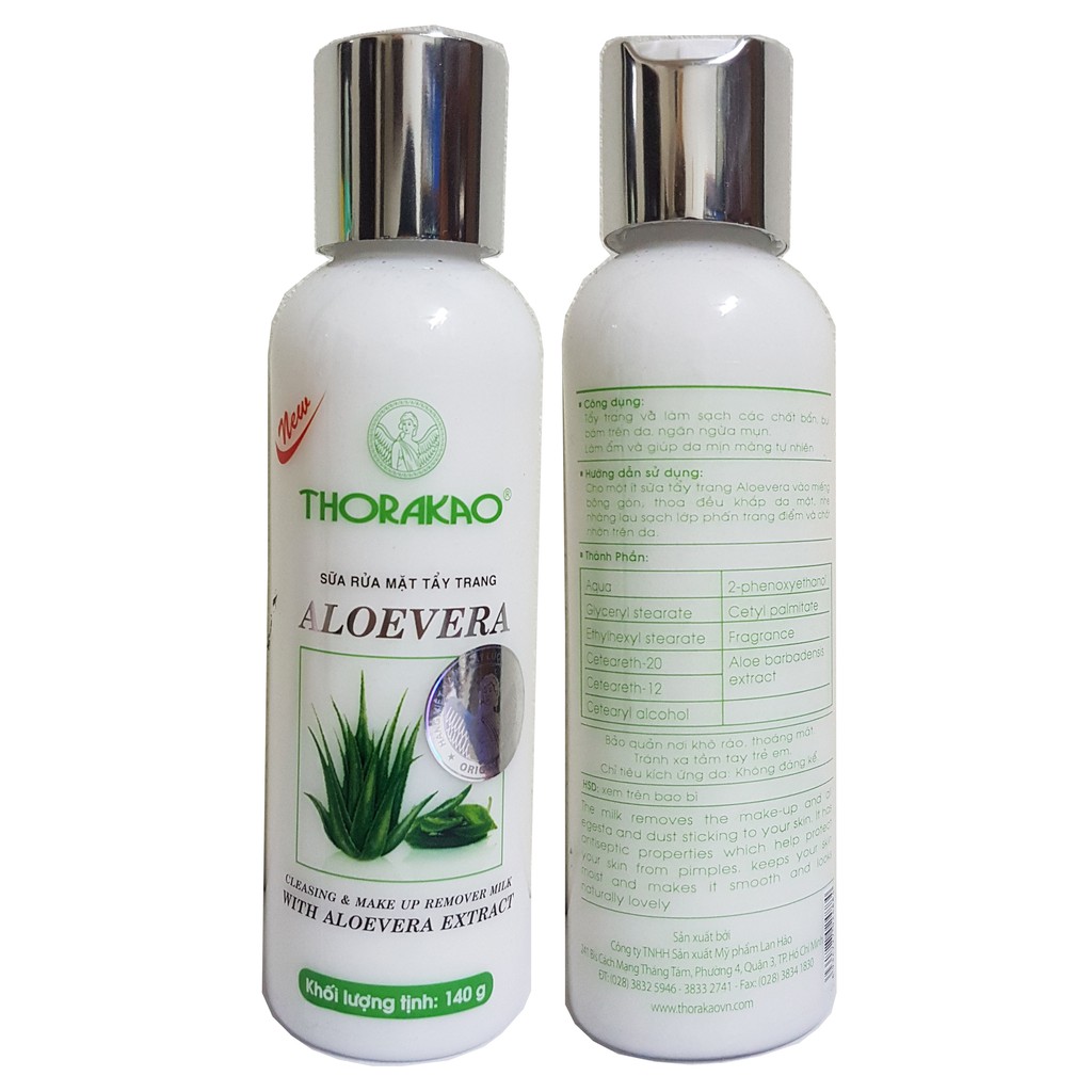 Sữa rửa mặt tẩy trang Aloevera Thorakao 140g