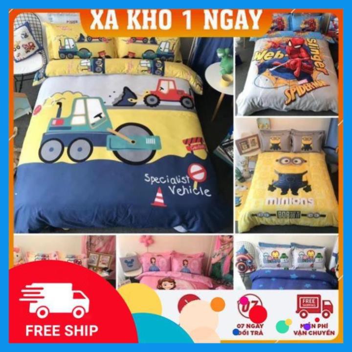 Bộ chăn ga gối cotton hoạt hình cho bé cao cấp