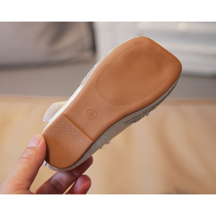 Giày Búp Bê Da Đế Mềm Đính Nơ Lấp Lánh Cho Bé Gái 2-16 Tuổi