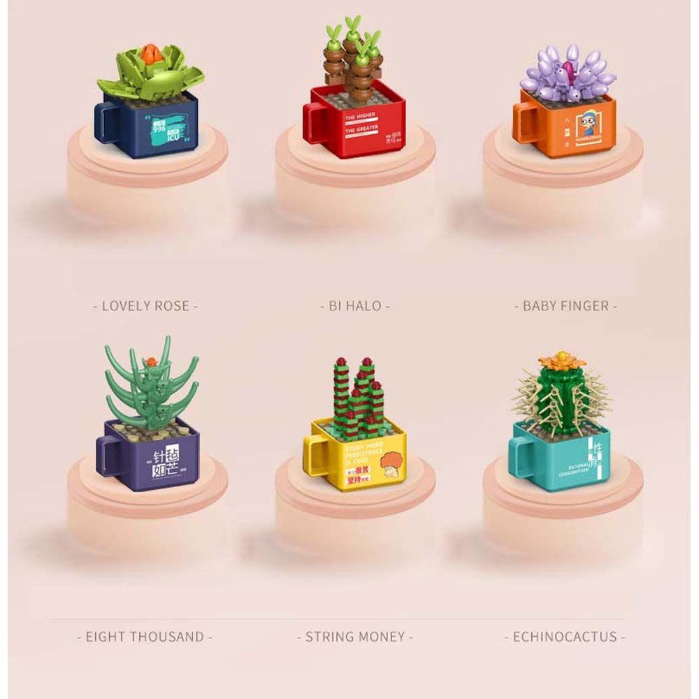 Đồ chơi trẻ em Lắp Ráp Mô Hình Chậu Hoa / Cây Mọng Nước Bằng ABS Cho Bé