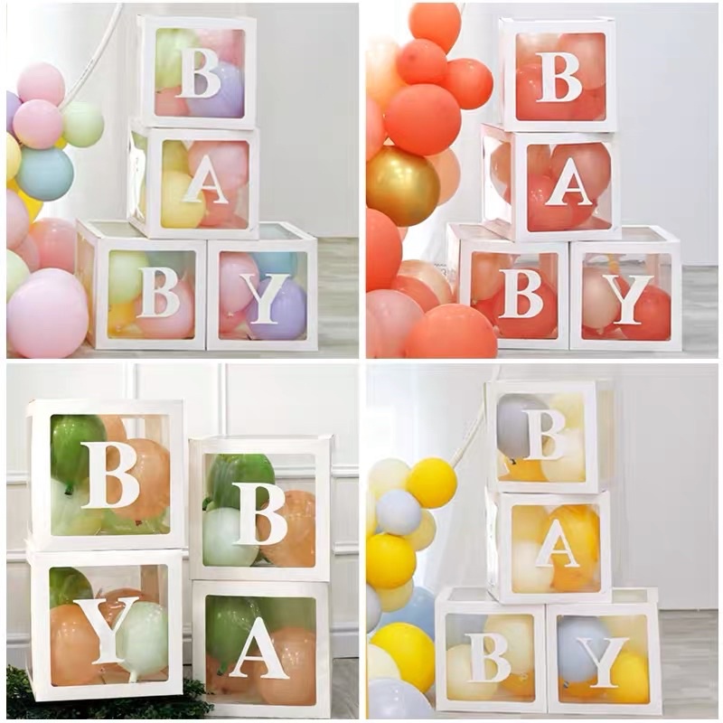 Hộp 4 chữ baby ( nhận in tên bé lên hộp) trang trí bữa tiệc sinh Nhật hoặc decor trang trí