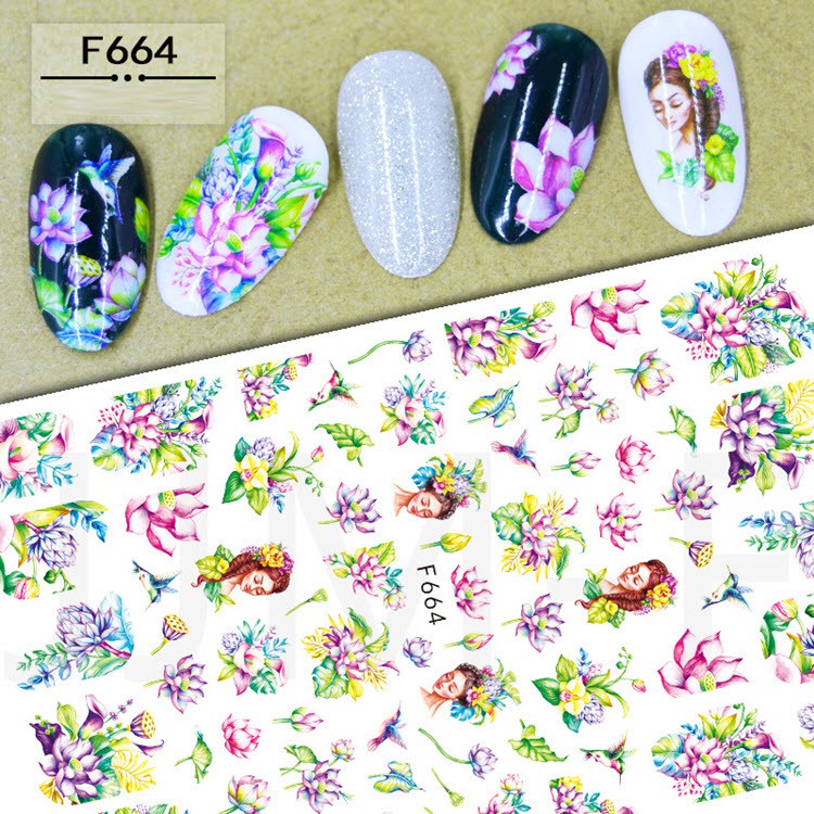 Nail Sticker Hoa Lá và Chữ Đẹp Dán Móng Tay Mới Nhất 2021 - Lẻ 1 Tấm