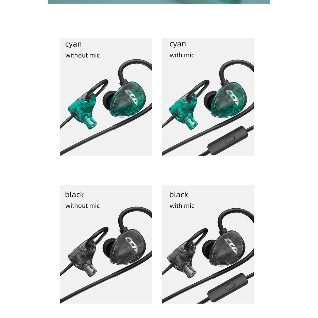Tai nghe nhét tai có dây CCA CSA có micro 3.5 mm âm thanh nổi rảnh tay loa siêu trầm cho Android OS