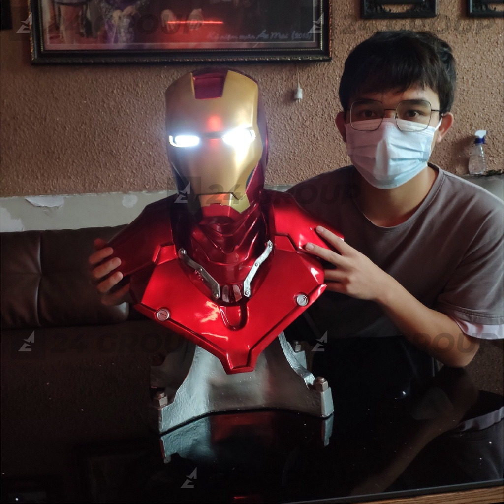 [TỈ LỆ 1:1] Mô hình tượng bán thân RESIN IRONMAN iron man NGƯỜI SẮT tony stark figure có đèn led mark 3 marvel resin