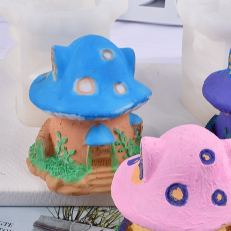 Khuôn Làm Nến / Xà Phòng Hình Ngôi Nhà Nấm 3D Bằng Nhựa Resin