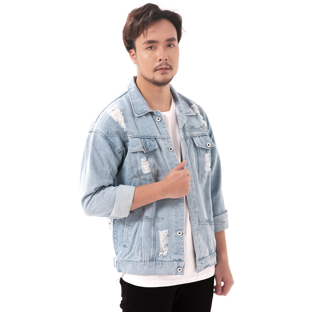 Áo Denim Jacket Nam Rách Phong Cách Trẻ Trung Thời Trang Musland Mẫu Mới 2020