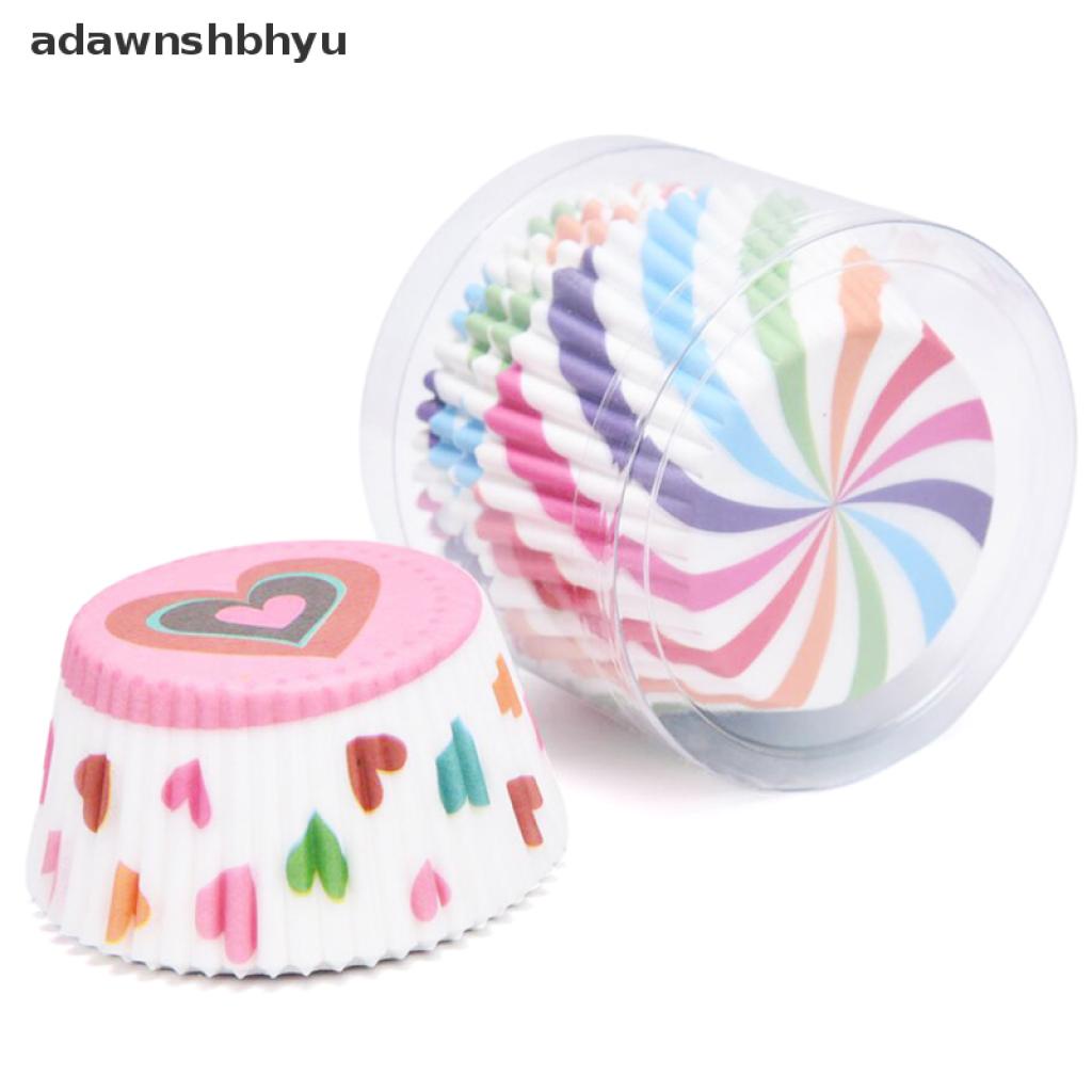 Set 100 Cốc Giấy Làm Bánh Cupcake Màu Cầu Vồng Diy