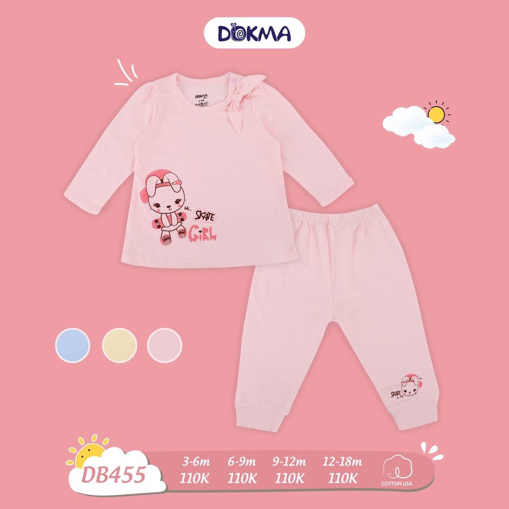 Bộ cài vai dài tay sơ sinh hiệu Dokma họa tiết dễ thương size 3 - 18M Tiệm Nhà Sóc