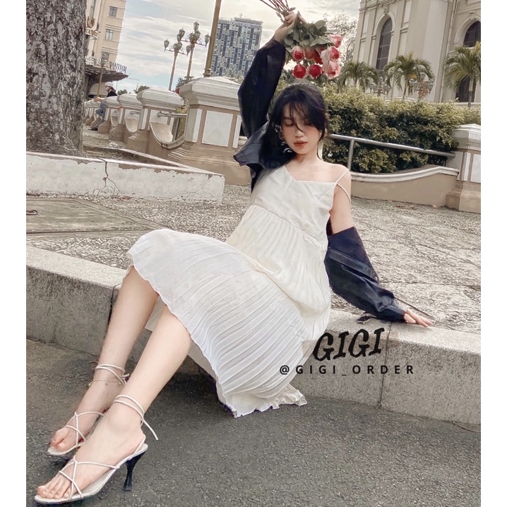 Pleated Dress - Đầm dây xếp li ulzzang phong cách Hàn Quốc